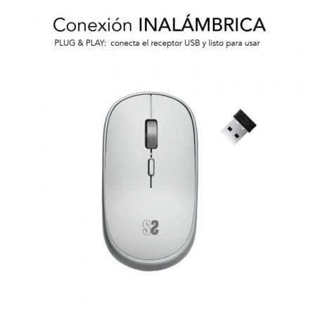 Ratón mini inalámbrico subblim wireless mini/ hasta 1600 dpi/ plata - Imagen 2