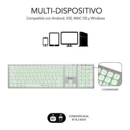 Teclado inalámbrico subblim master/ plata y blanco - Imagen 3