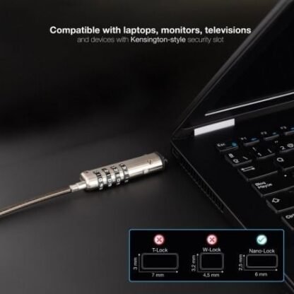Cable de seguridad tipo nano para portátiles tooq tqclkc0035-g/ 1.5m - Imagen 4