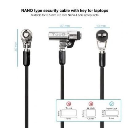 Cable de seguridad tipo nano para portátiles tooq tqclkc0045-g/ 1.5m - Imagen 2