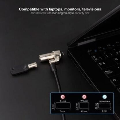 Cable de seguridad tipo nano para portátiles tooq tqclkc0045-g/ 1.5m - Imagen 4