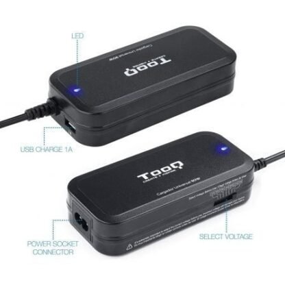 Cargador de portátil tooq tqlc-90bs02m/ 90w/ manual/ 12 conectores/ voltaje 15-24v/ 1 usb - Imagen 3
