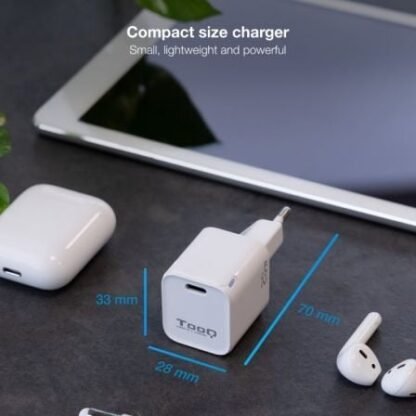Cargador de pared tooq tqwc-pd20wt/ 1xusb tipo-c/ 20w/ blanco - Imagen 3