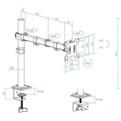 Soporte de mesa para monitor tooq db1801tn-b/ giratorio/ inclinable/ hasta 8kg - Imagen 5