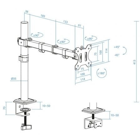 Soporte de mesa para monitor tooq db1801tn-b/ giratorio/ inclinable/ hasta 8kg - Imagen 5