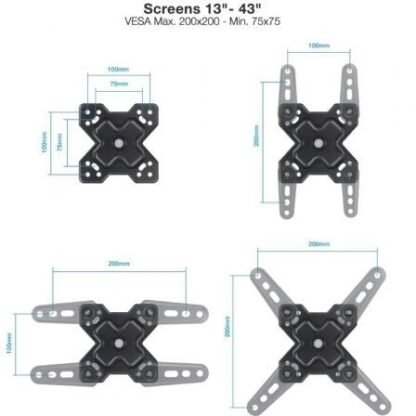 Soporte de pared extensible/ giratorio/ inclinable tooq lp1345tn-b para tv de 13-43"/ hasta 20kg - Imagen 2