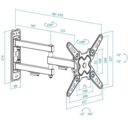 Soporte de pared extensible/ giratorio/ inclinable tooq lp1345tn-b para tv de 13-43"/ hasta 20kg - Imagen 5