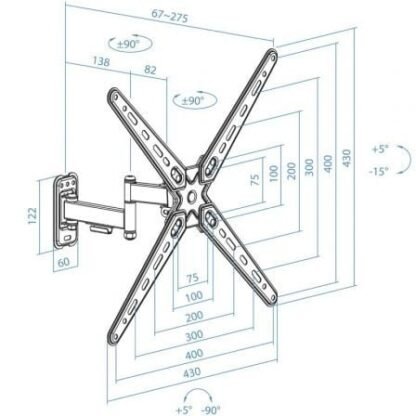 Soporte de pared extensible/ giratorio/ inclinable tooq lp1356tn-b para tv de 13-55"/ hasta 25kg - Imagen 5