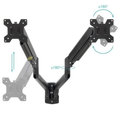 Soporte de pared para 2 monitores tooq lp1434tnr-b/ giratorio/ inclinable/ rotatorio/ hasta 10kg - Imagen 2