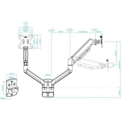 Soporte de pared para 2 monitores tooq lp1434tnr-b/ giratorio/ inclinable/ rotatorio/ hasta 10kg - Imagen 5