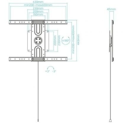 Soporte de pared giratorio/ inclinable/ nivelable tooq lp3780f-r para tv de 37-80"/ hasta 50kg - Imagen 5