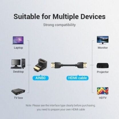 Adaptador hdmi 4k 270º vention ainb0/ hdmi macho - hdmi hembra - Imagen 5