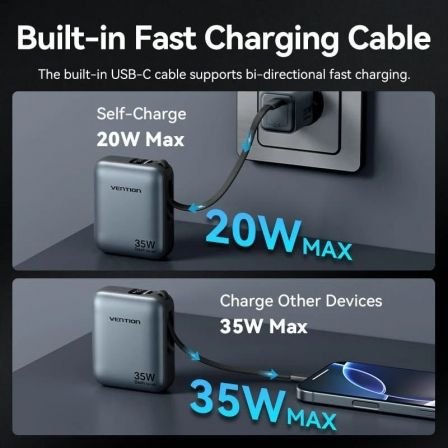 Powerbank 10000mah vention fheh0/ 35w/ gris - Imagen 4