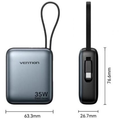 Powerbank 10000mah vention fheh0/ 35w/ gris - Imagen 5