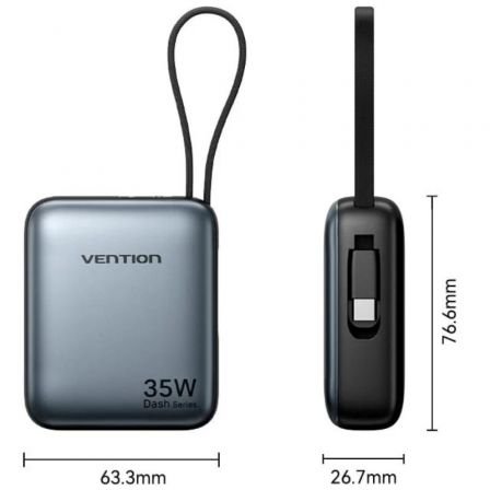 Powerbank 10000mah vention fheh0/ 35w/ gris - Imagen 5