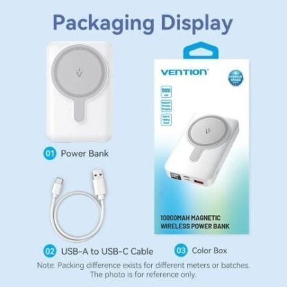 Powerbank 10000mah vention fhtb0/ 22.5w/ wireless/ negra - Imagen 3