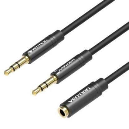 Cable estéreo vention bboby/ 2x jack 3.5 macho - jack 3.5 hembra/ 30cm/ negro - Imagen 2