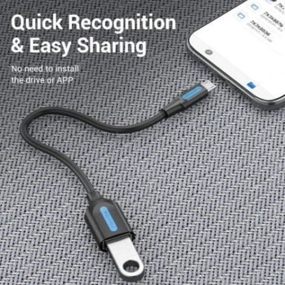 Cable usb 2.0 vention ccubb/ microusb macho - usb hembra/ 480mbps/ 15cm/ negro - Imagen 3