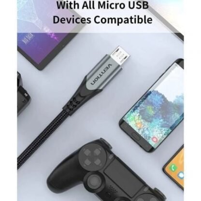 Cable usb 2.0 vention coahh/ microusb macho - usb macho/ hasta 60w/ 480mbps/ 2m/ gris - Imagen 3