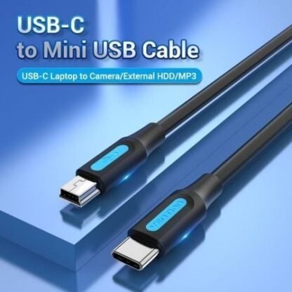 Cable usb 2.0 tipo-c vention cowbf/ usb tipo-c macho - miniusb macho/ hasta 10w/ 480mbps/ 1m/ negro - Imagen 2