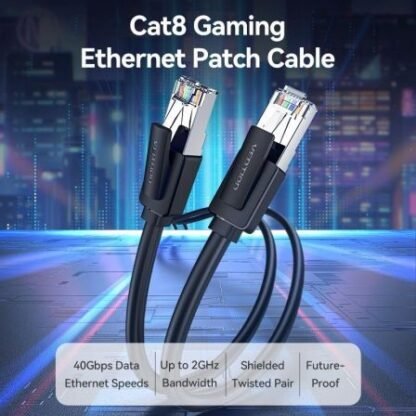 Cable de red rj45 sftp vention ikkbg cat.8/ 1.5m/ negro - Imagen 2