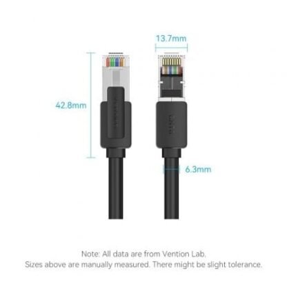 Cable de red rj45 utp 26awg vention ikkbj cat.8/ gaming/ 5m/ negro - Imagen 4
