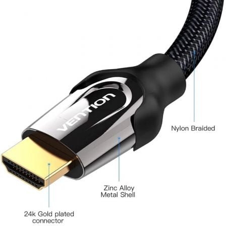 Cable hdmi 2.0 4k vention vaa-b05-b1500/ hdmi macho - hdmi macho/ 15m/ negro - Imagen 4