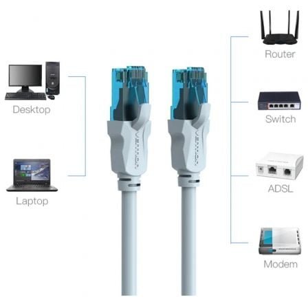 Cable de red rj45 utp vention vap-a10-s075 cat.5e/ 75cm/ azul y negro - Imagen 3