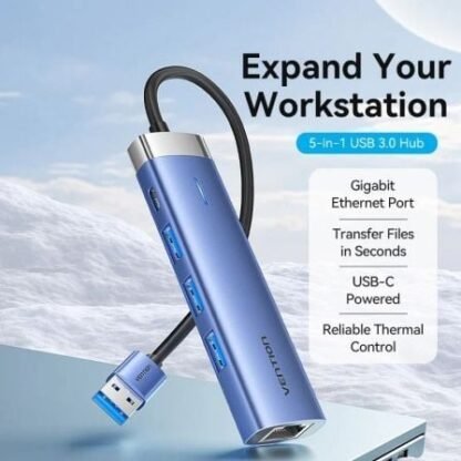 Hub usb 3.0 vention tgfsb/ 3xusb/ 1xrj45/ 1xusb tipo-c pd - Imagen 2