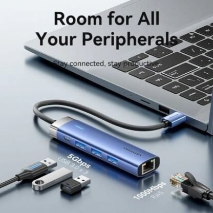 Hub usb 3.0 vention tgfsb/ 3xusb/ 1xrj45/ 1xusb tipo-c pd - Imagen 3
