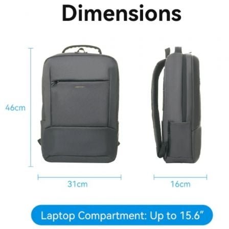 Mochila vention krnb0 para portátiles hasta 15.6"/ 23l/ gris oscuro - Imagen 3