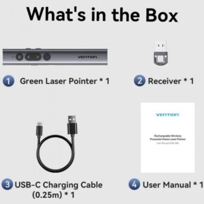 Presentador inalámbrico por bluetooth vention kqjh0/ 2.4ghz/ gris - Imagen 2