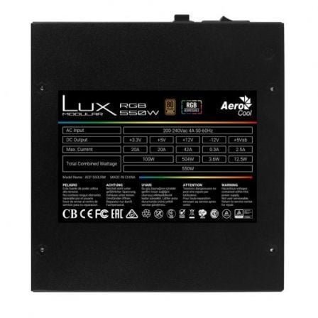 Fuente de alimentación aerocool lux rgb 550m/ 550w/ ventilador 12cm/ 80 plus bronze - Imagen 3