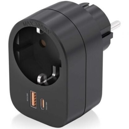 Enchufe aisens asps-1a1c07-bk/ 1 toma de corriente/ 1 usb tipo-c pd/ 1 usb/ negro - Imagen 2