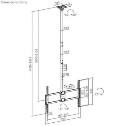 Soporte de techo inclinable/ giratorio/ nivelable/ extensible aisens ct100tsle-393 para tv de 50-100"/ hasta 80kg - Imagen 5