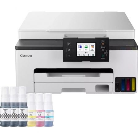 Multifunción recargable canon maxify gx1050 megatank 3 en 1 wifi/ dúplex/ pack impresora + consumibles xl/ blanca