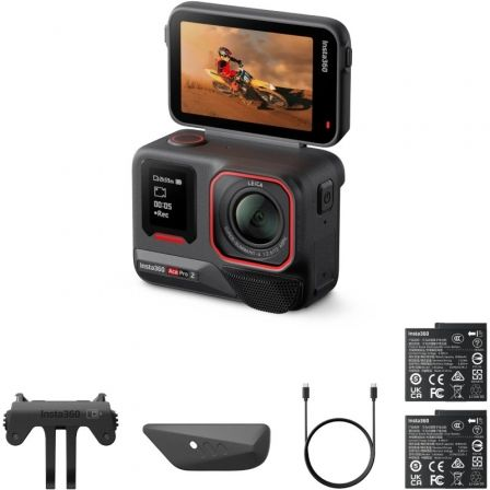 Cámara digital deportiva insta360 ace pro 2 pack de 2 baterías/ 8k/ ángulo de visión 180º/ negra