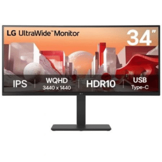 Monitor profesional ultrapanorámico curvo lg ultrawide 34ba75qe-b 34"/ wqhd/ multimedia/ regulable en altura/ negro