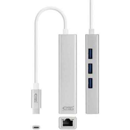 Hub usb tipo-c nanocable 10.03.0404/ 3xusb/ 1xrj45/ gris - Imagen 2