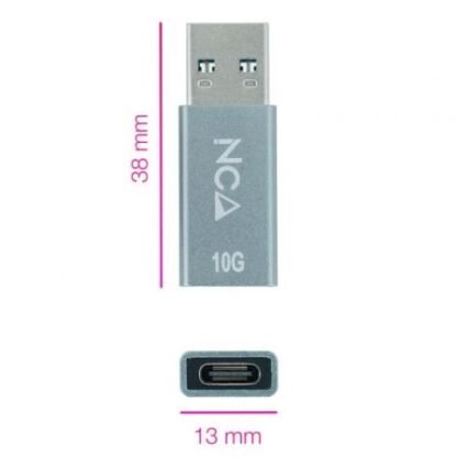 Adaptador usb 3.1 nanocable 10.02.0013/ usb macho - usb tipo-c hembra - Imagen 2