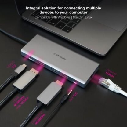 Docking tipo-c nanocable 10.16.4612/ 3xusb/ 1xusb tipo-c/ 2xhdmi 4k/ 1xdisplayport/ 1xrj45/ 1xlector tarjetas/ 1xjack 3.5/ - Imagen 5