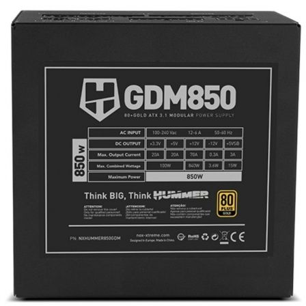 Fuente de alimentación nox hummer gdm/ 850w/ ventilador 12cm/ 80 plus gold - Imagen 5