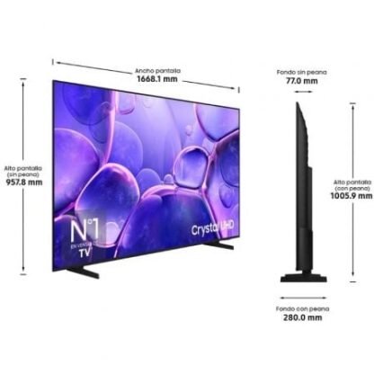 Televisor samsung led crystal uhd tu75u8075fu 75"/ ultra hd 4k/ smart tv/ wifi - Imagen 2