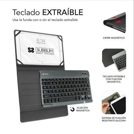 Funda con teclado subblim keytab pro bluetooth para tablets de 10.1"-10.8"/ roja - Imagen 3