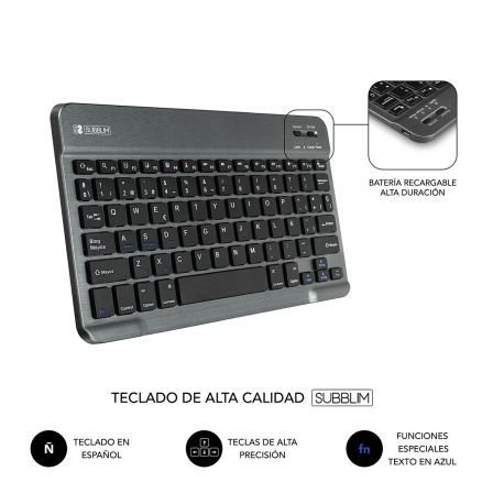 Funda con teclado subblim keytab pro bluetooth para tablets de 10.1"-10.8"/ roja - Imagen 5