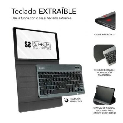 Funda con teclado subblim keytab pro bt para tablet lenovo tab m10 fhd plus de 10.3"/ negra - Imagen 3