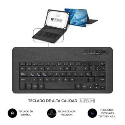 Funda con teclado subblim keytab pro bluetooth para tablets de 9"-11"/ marmol azul - Imagen 5