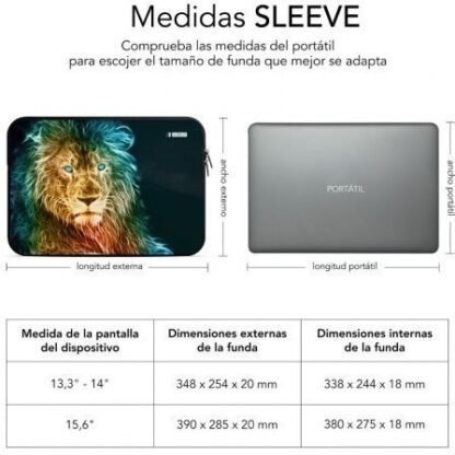 Funda subblim trendy sleeve neo lion para portátiles hasta 15.6" - Imagen 3