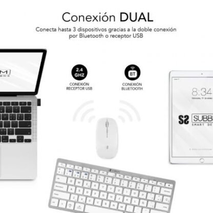 Teclado y ratón inalámbrico subblim oco010 combo multidispositivo compacto/ plata - Imagen 2