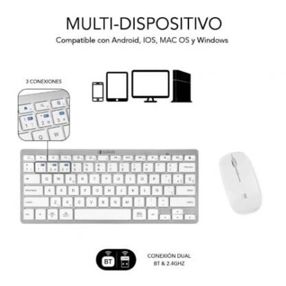 Teclado y ratón inalámbrico subblim oco010 combo multidispositivo compacto/ plata - Imagen 3